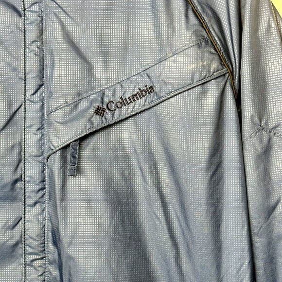 Columbia Mens Jacket Outdoor Hooded Windbreaker Full Zip Hiking Camp Blue Large - Picture 9 of 16